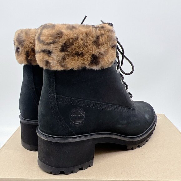 Timberland Kinsley 6-Inch Waterproof Black/Faux Fur Boots Lace Up Platform US 8 - Picture 6 of 12